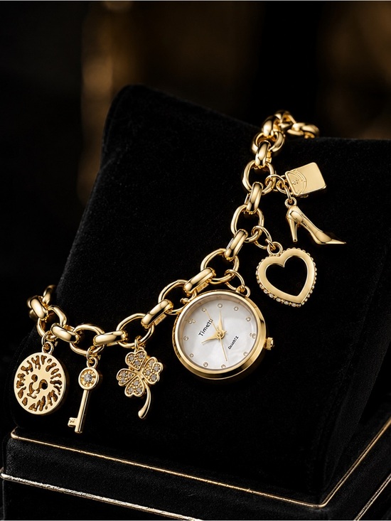 Timetti Accessories - Gold Charm Bracelet Watch for Women